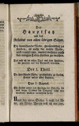 Der Hauptsatz und das Resultat von allen übrigen Sätzen