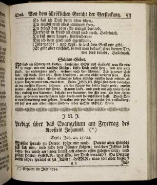 Predigt über das Evangelium am Feyertag des Apostels Johannis.