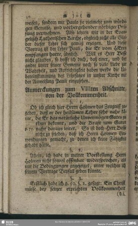 Anmerckungen zum VIIIten Abschnitte, von der Vollkommenheit