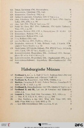 Habsburgische Münzen (Nr. 143-208)