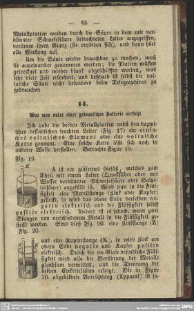 14. Was man unter einer galvanischen Batterie versteht