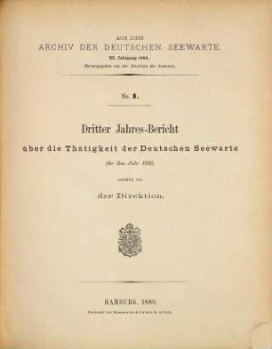 Aus dem Archiv der Deutschen Seewarte und des Marineobservatoriums. 3. 1880