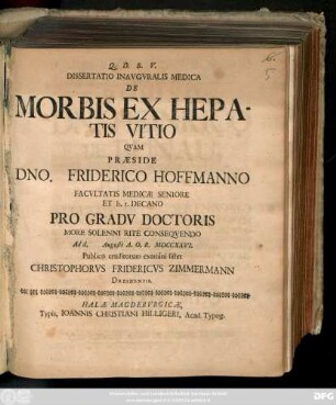 Dissertatio Inavgvralis Medica De Morbis Ex Hepatis Vitio