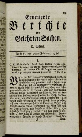 8. Stück. Rostock, den 20ten Februar. 1766