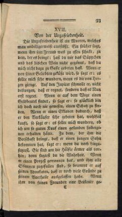 XVII. Von der Unzufriedenheit.