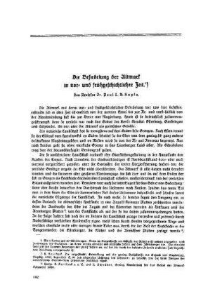 ¬Die¬ Besiedelung der Altmark in vor- und frühgeschichtlicher Zeit