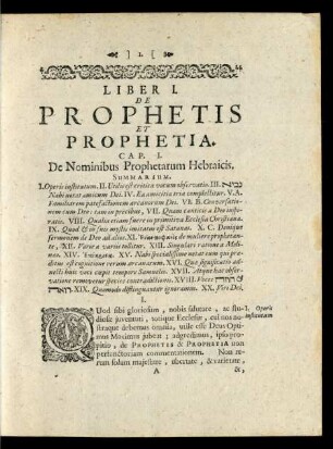 Liber I. De Prophetis Et Prophetia