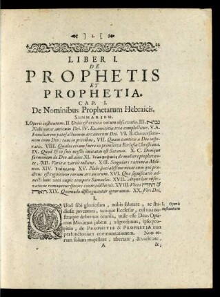 Liber I. De Prophetis Et Prophetia