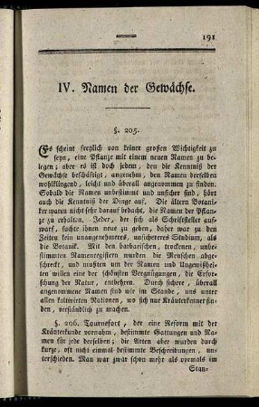 IV. Namen der Gewächse.