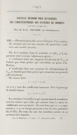 Nouvelle méthode pour déterminer les caractéristiques des systémes de coniques.