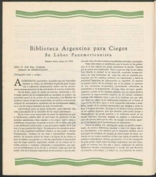 Biblioteca Argentina para Ciegos : su labor panamericanista