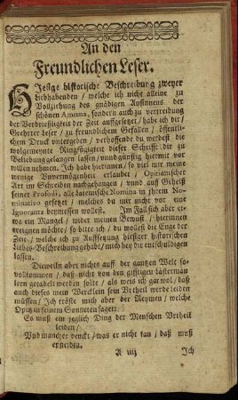 An den Freundlichen Leser.