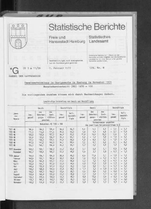 Umsatzentwicklung im Gastgewerbe in Hamburg im November 1978 : Lfd. Nr. 8