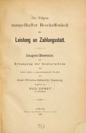 Die Folgen mangelhafter Beschaffenheit der Leistung an Zahlungsstatt nach römischem Recht