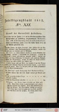 Intelligenzblatt Nro. XII