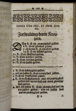 Zersteüung deren Kreutzern. - Regula De Tri in gebrochenen Zahlen nach der Welschen Practica.