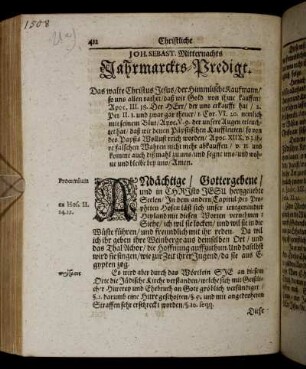 Joh. Sebast. Mitternachts Jahrmarckts-Predigt.
