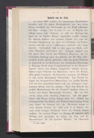 Bericht von Dr. Eich