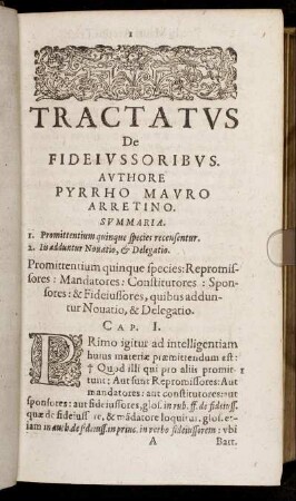 Tractatus De Fideiussoribus.