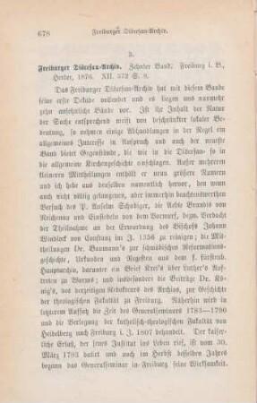 678-680 [Rezension] Freiburger Diöcesan-Archiv; 10. Band
