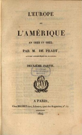 L' Europe et l'Amérique en 1822 et 1823, 2