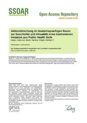Aktionsforschung im deutschsprachigen Raum: zur Geschichte und Aktualität eines kontroversen Ansatzes aus Public Health Sicht