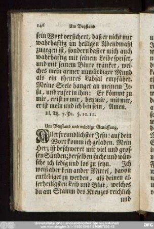 Um Beystand und würdige Geniessung.