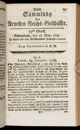 25tes Stuck. Schwabach, den 26. May, 1758.