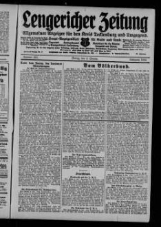 Lengericher Zeitung : allgemeiner Anzeiger für den Kreis Tecklenburg und Umgegend : Amtsblatt für die Aemter Lengerich und Lienen in Westfalen : Haupt-Anzeigenblatt für Stadt und Land : Organ des Landratsamtes und Amtsgericht in Tecklenburg : unabhängige Tageszeitung für die Orte Lengerich, Hohne, Tecklenburg, Ladbergen, Lienen, Kattenvenne, Natrup-Hagen, Brochterbeck, Westerkappeln, Leeden und Ledde