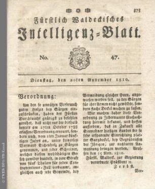 No. 47, Dienstag, den 20ten November 1810