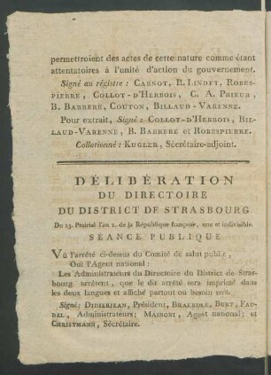 Délibération Du Directoire Du District De Strasbourg ...