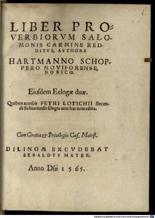 Liber Proverbiorvm Salomonis Carmine Redditvs
