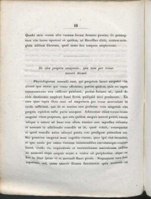 De vita propria sanguinis, qua eum per venas moveri dicunt.