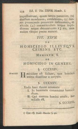 Tit. XXVII. De Homicidio Illiusque Crimine Etc.