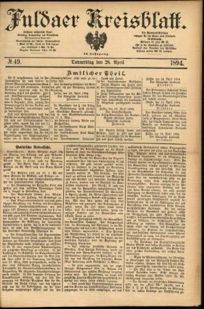 Ausgabe vom Donnerstag, den 26. April 1894.