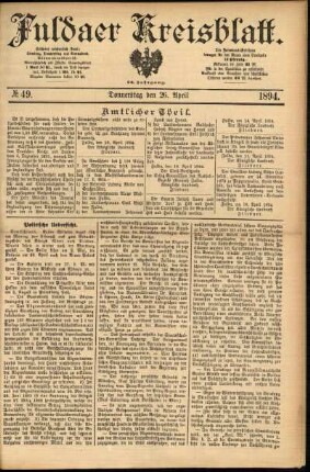 Ausgabe vom Donnerstag, den 26. April 1894.