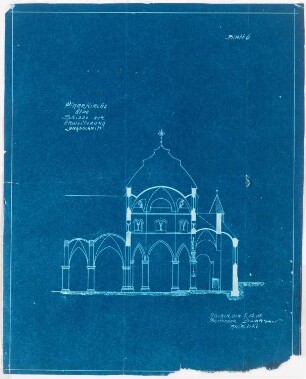 Pfarrkirche Sankt Martinus, Olpe: Längsschnitt (Entwurf von Joseph Buchkremer)