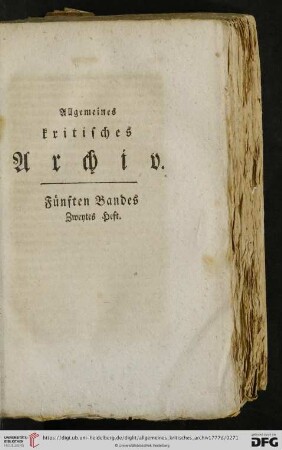 Fuenften Bandes Erstes Zweytes Heft