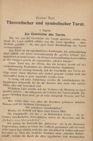 I. Kapitel. Zur Geschichte des Tarots