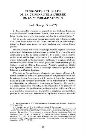 21-28, 2. Tendances actuelles de la criminalité à l'heure de la mondialisation