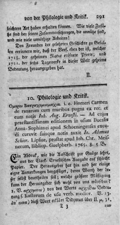 10) Philologie und Kritik.