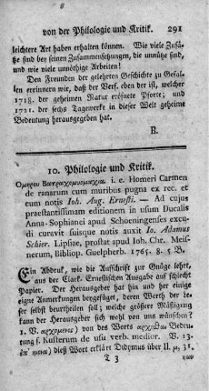 10) Philologie und Kritik.