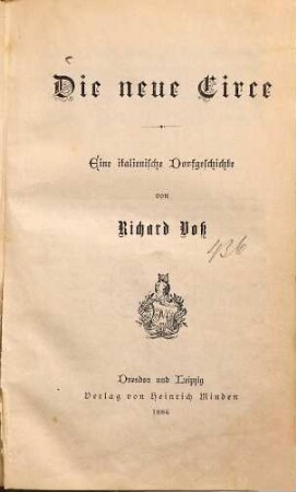 Die neue Circe : e. ital. Dorfgeschichte
