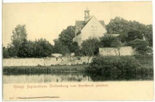 Grillenburg. Jagdschloss mit Teich vom Steinbruch gesehen
