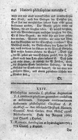 Philosophia naturalis, sive physica dogmatica. Tom.I.II.