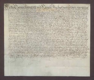 Ulrich Fregel, Schultheiß, und genannte Mitglieder des Gerichts zu Knaudenheim beurkunden eine Gültverschreibung des Marzel Brecht über 45 Gulden gegenüber Wilhelm Rehm, Generalkollektor des Bistums Speyer.