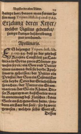 Erzelung deren Ketzer/ welcher Vigilius gedencket/ sampt kurtzer beschreibung irer irrthumb.