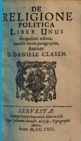 De Religione Politica : Liber Unus