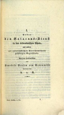 Beiträge zur Geschichte, Statistik, Naturkunde und Kunst von Tirol und Vorarlberg. 4, 4. 1828