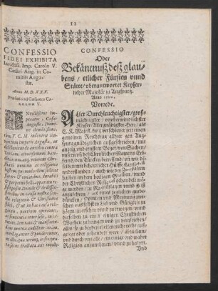 Confessio Fidei Exhibita ... = Confessio Oder Bekäntnuß deß glaubens ...